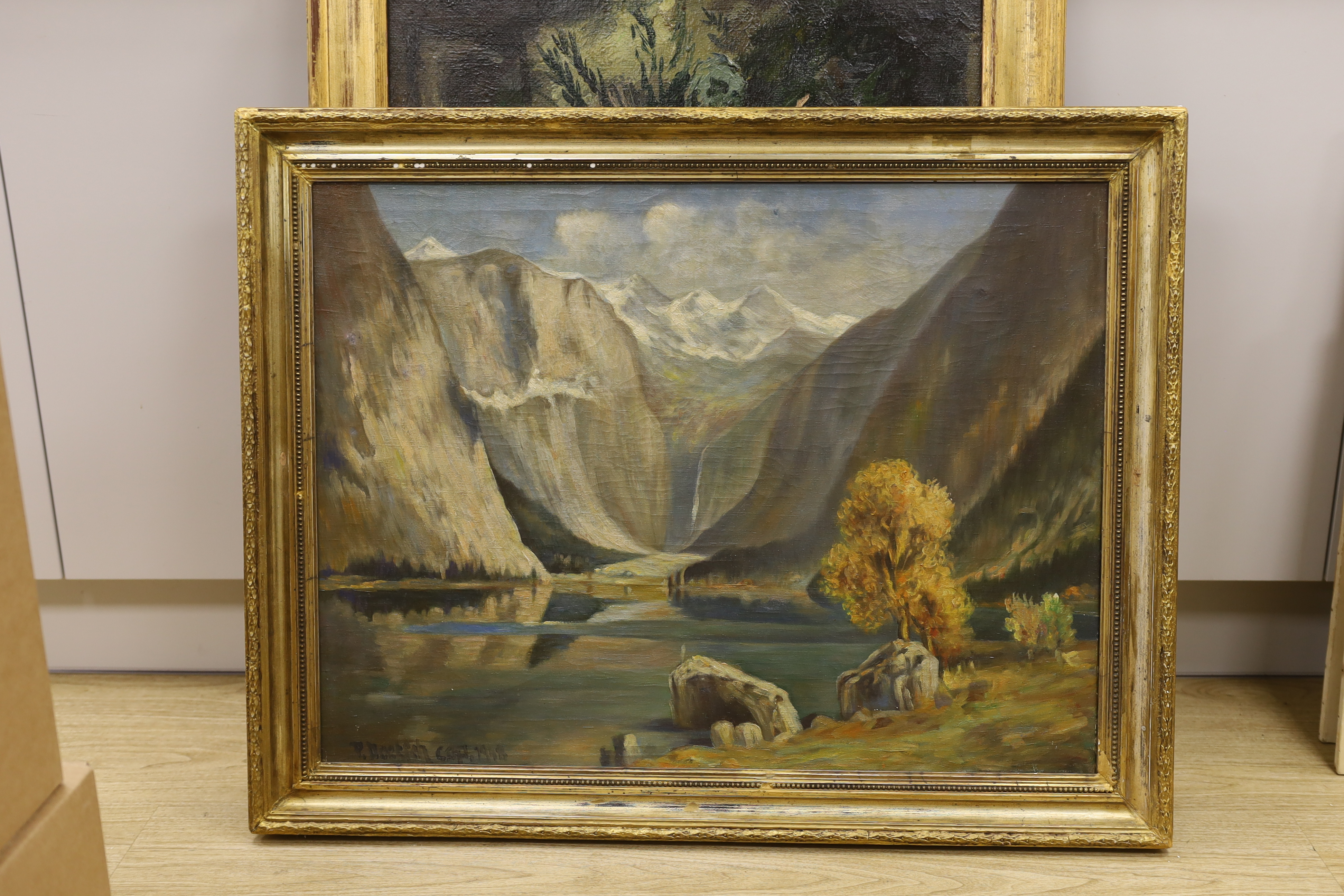 Mid 20th century, oil on canvas, Norwegian Fjord, indistinctly signed and dated 1948 lower left, 59 x 79cm